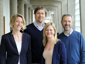 Das EBiSC Team (v. l.): Maike Kreutzenbeck, Dr. Klaus Neef, Rebecca Dieterich und Dr. Dr. Tomo Saric
