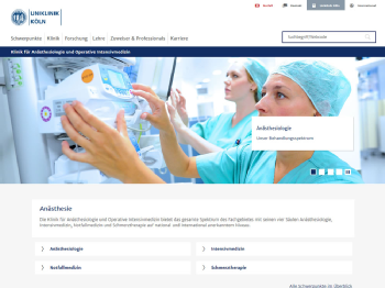 Die neue Website der Anästhesiologie, Foto: Uniklinik Köln