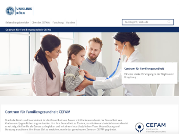 Der neue Webauftritt des CEFAM, Foto: Uniklinik Köln