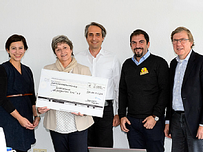 v.l. Dr. Nadine Scholten, Verbandsvorsitzende Barbara Grieb, Dr. Hendrik Wilhelm, Dr. Kyriakos Martakis und Projektleiter Prof. em. Dr. Bernd Roth