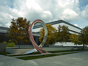 Entwurf der Gewinner-Skulptur LOOP am neuen CIO-Gebäude, Grafik: Dreber