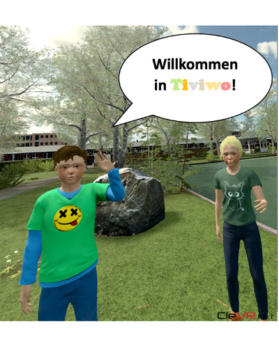 zwei Kinder die durch die virtuelle Welt begleiten
