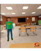Ein Personen-Avatar steht im Klassenzimmer